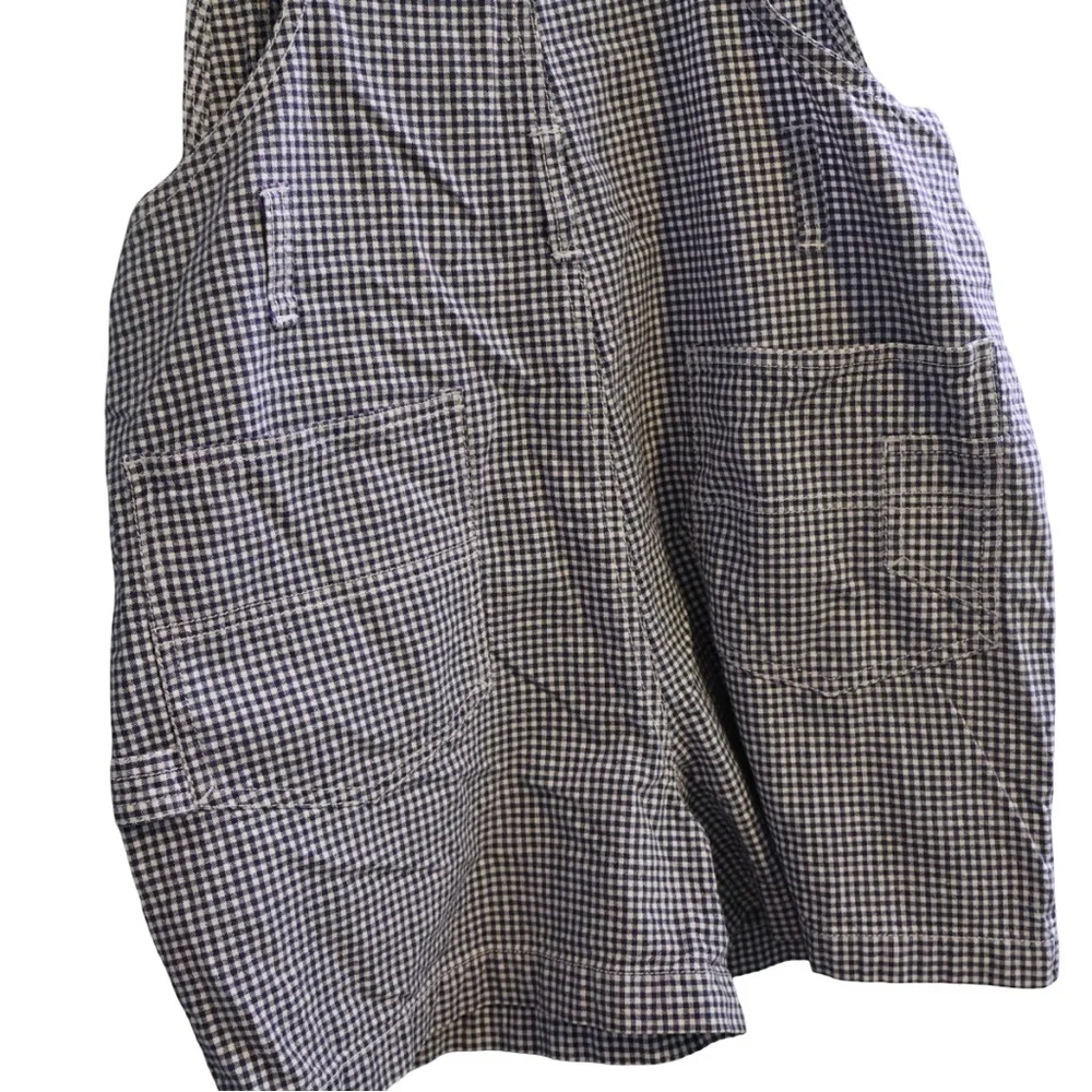 vintage No Boundaries navy & white gingham check short overalls. Juniors small - Picture 4 of 7